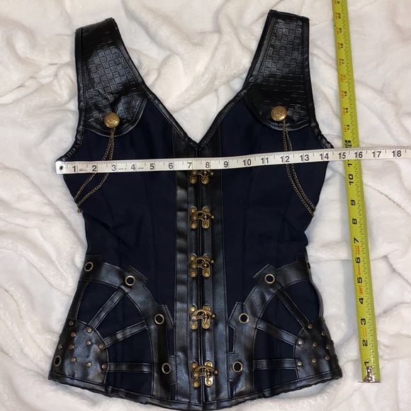 Bustier Corset Top, Chain, Grommets & rivet accents. Black Sz S NWOT - Picture 16 of 16